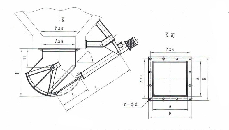 SZ扇形閘門電液動B45Ⅰ型扇形閘門外形簡圖-河南振江機械