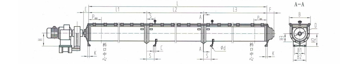 GX螺旋輸送機(jī)（YTC型驅(qū)動(dòng)）安裝簡(jiǎn)圖-河南振江機(jī)械