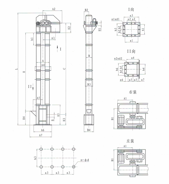 TH型斗式提升機(jī)安裝簡圖-河南振江機(jī)械